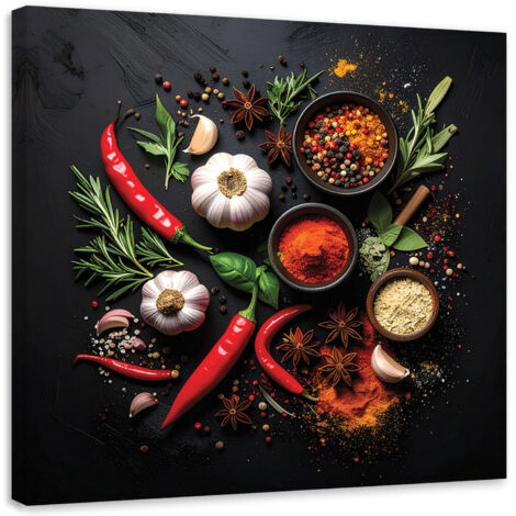 Cuadro sobre Lienzo, Verduras Especias Alimentos, 20x20