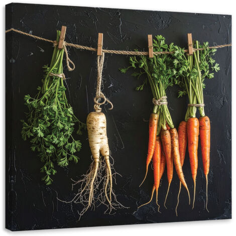 Cuadro sobre Lienzo, Zanahorias Perejil Verduras, 20x20