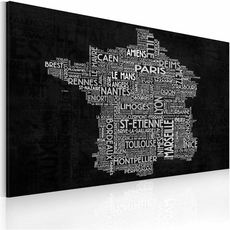 

Cuadro - Text map of France on the black background Medidas 60X40