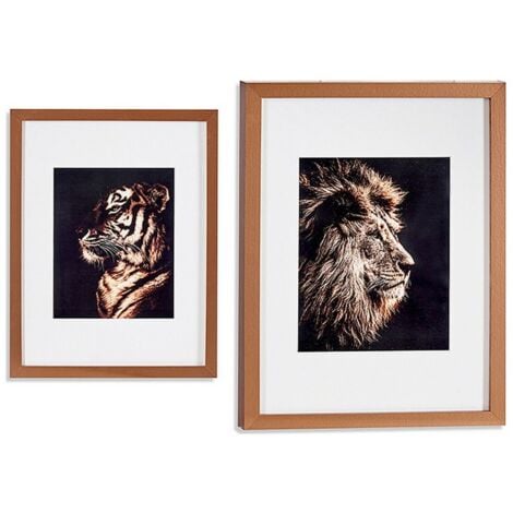 Cuadro tigre león cristal bronce aglomerado (33 x 3 x 43 cm)