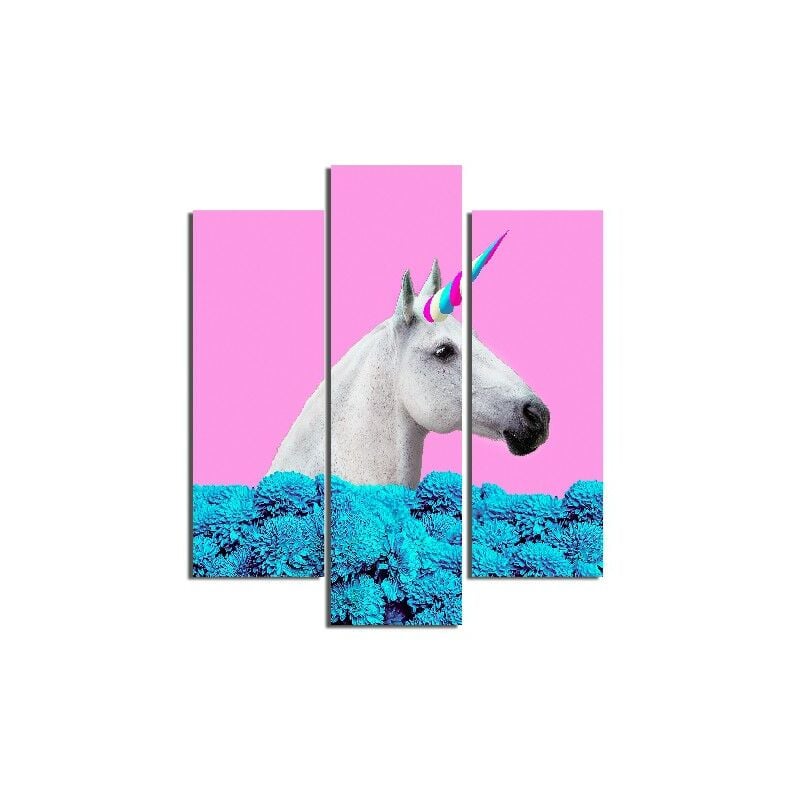 

Homemania - Cuadro Unicornio - 3 Piezas - Animales - de la sala de estar, habitacion - Multicolor en MDF, 57 x 0,3 x 60 cm