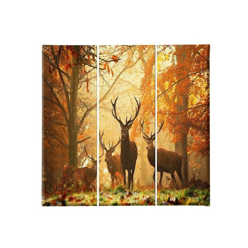 

Homemania - Cuadro Venado - 3 Piezas - Animales - de la sala de estar, habitacion - Multicolor en Poliester, madera, 69 x 3 x 50 cm