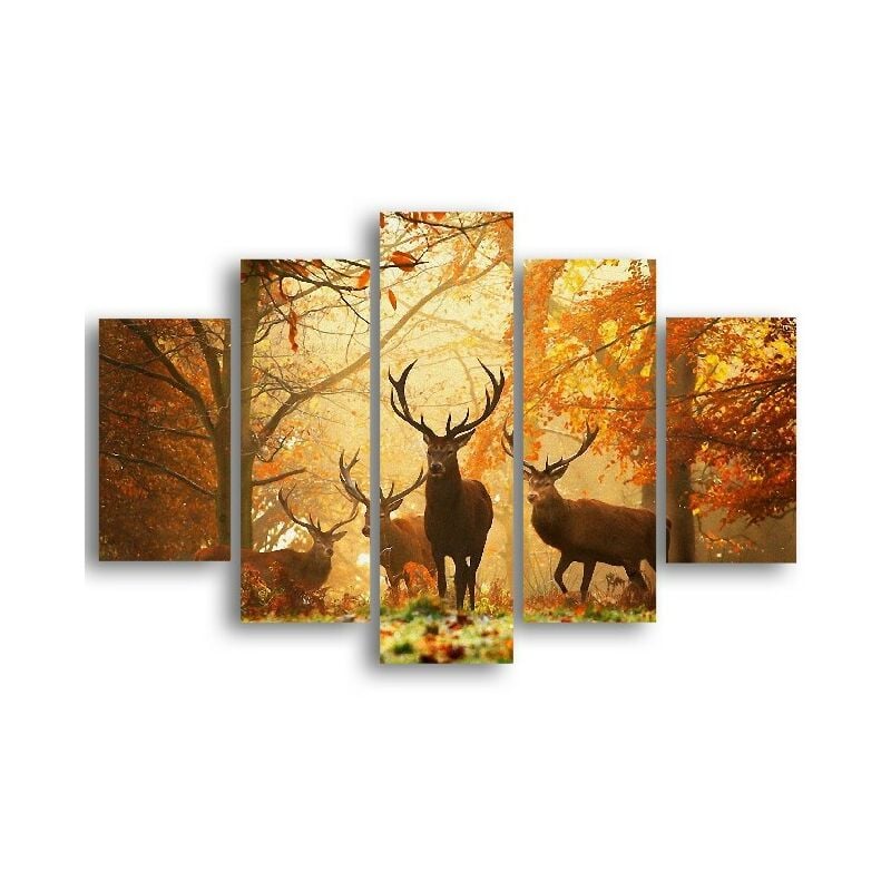 

Homemania - Cuadro Venado - 5 Piezas - Animales - por sala, habitacion - Multicolor en MDF, 95 x 0,3 x 60 cm