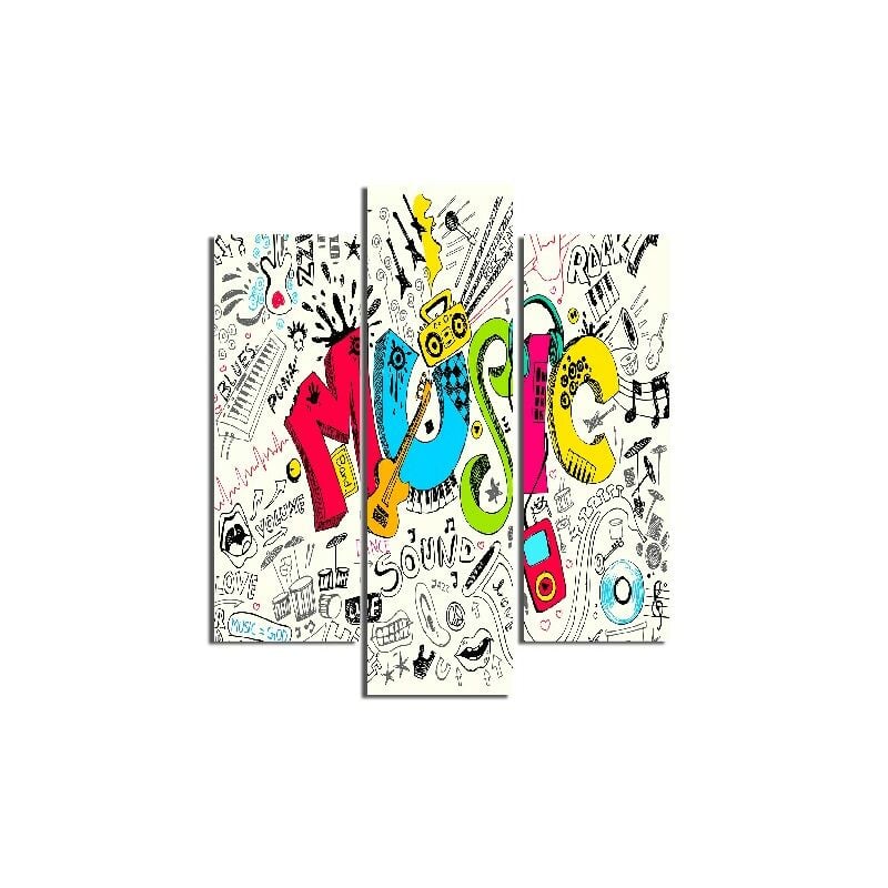

Homemania - Cuadro Word - 3 Piezas - Musica - para la sala de estar, la habitacion - Multicolor en MDF, 57 x 0,3 x 60 cm