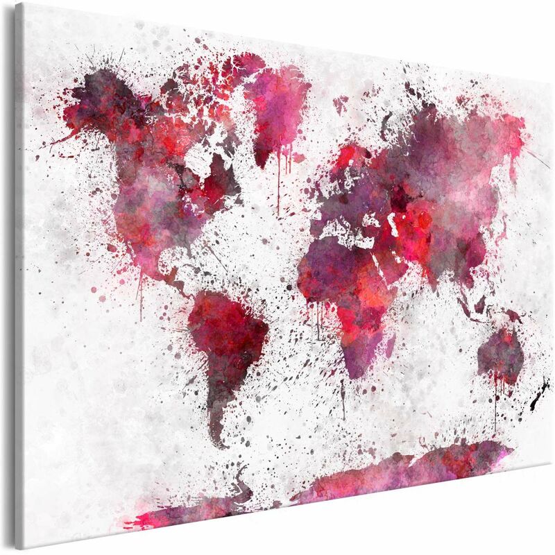 

Cuadro - World Map: Red Watercolors (1 Part) Wide Medidas 90X60