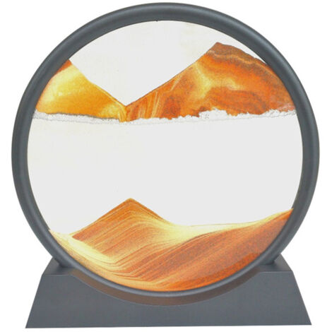 Cuadros de arena para oficina y hogar, cuadro de arena redondo decorativo, 19 x 18 cm, 420 g, vidrio de alta transparencia, 7 variaciones de color, enmarcado, idea de regalo, elegante y relajante.