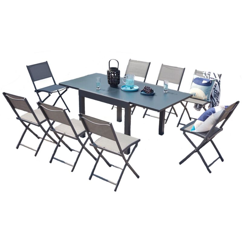 

Cualica: Conjunto de aluminio gris oscuro de 8 plazas - Gris
