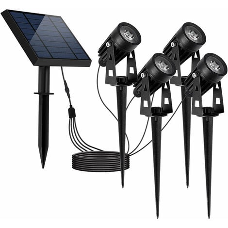 Cuatro focos solares conectados 200LM ROUNDY