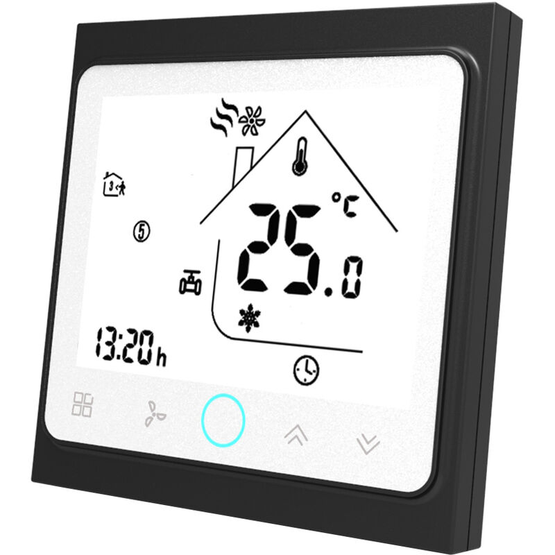 

Cuatro Pipe inteligente Termostato digital programable del regulador de temperatura para el acondicionador de aire (BAC-002EL, Blanco y Negro)