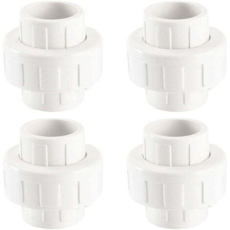 Cuatro racores para tuberías de agua de 1 pulgada/32 mm con uniones de PVC a prueba de fugas, adecuados para el riego de jardines domésticos.