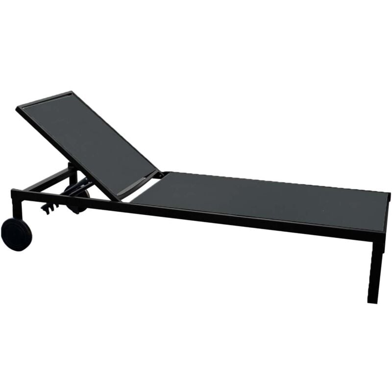 Concept-usine - cuba - Lot de 2 bains de soleil inclinables noirs avec roues en aluminium