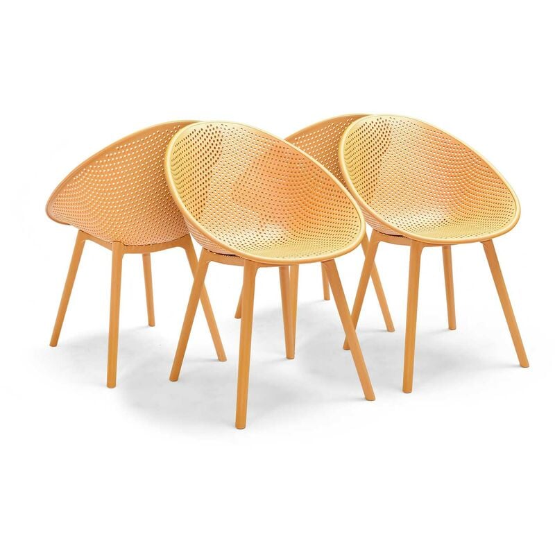 Cuba - Lot de 4 chaises en pp style moderne pour intérieur design jaune