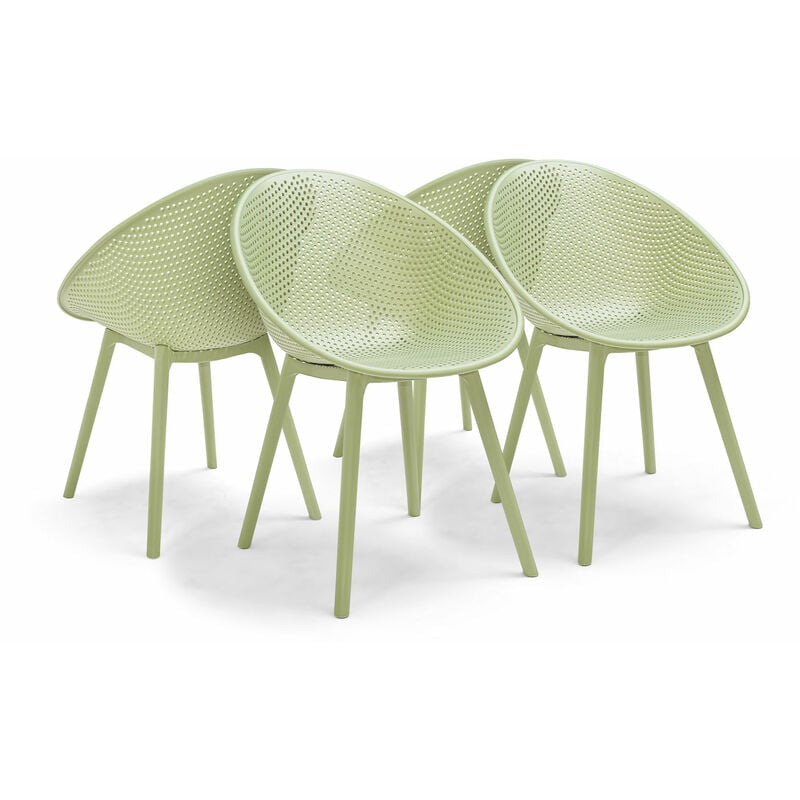 Cuba - Lot de 4 chaises en PP style moderne pour intérieur design vert