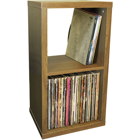 main image of "CUBE - 2 Cubby Square Display Shelves / Vinyl LP Record Storage - Oak"