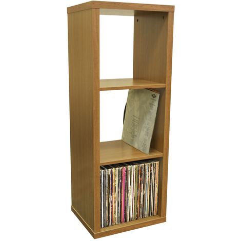 main image of "CUBE - 3 Cubby Square Display Shelves / Vinyl LP Record Storage - Oak"