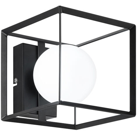 CUBE Applique in metallo verniciato nero diffusore sferico attacco G9