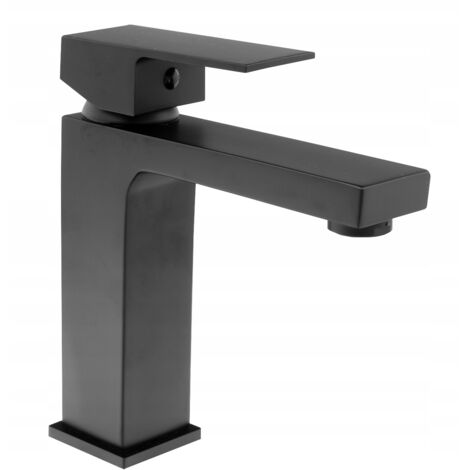 CUBE BLACK BASIN MIXER SQUARE TAP