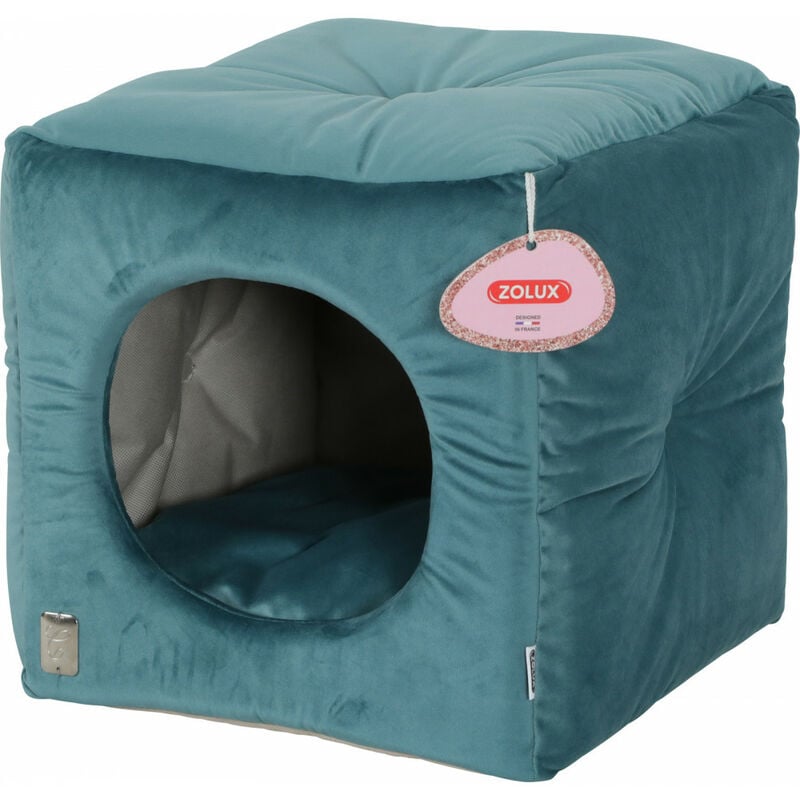 Cube Chesterfield Chambord Vert Paon. 35 cm. pour chats.