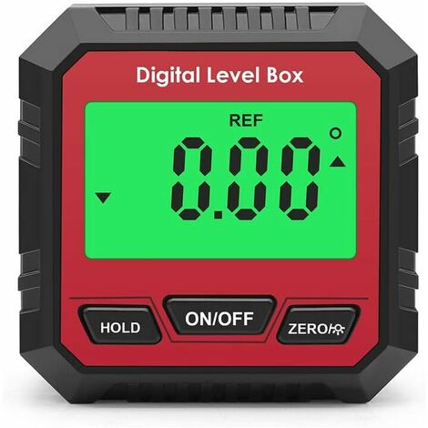 Cube d'angle de recherche de 90 degrés, Rapporteur d'angle numérique LCD étanche Inclinomètre Boîte biseautée pour scie à onglet, test et réparation automobile travail du bois (Rouge)，Superma