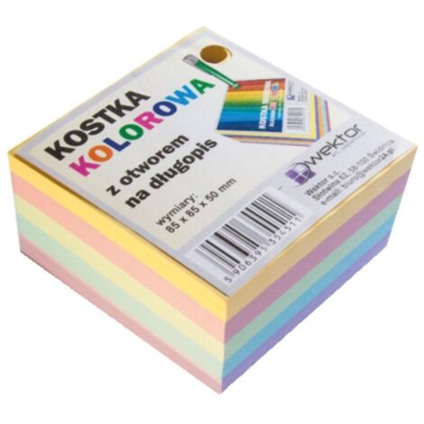 Cube de couleur collé 85x85mm trou pour stylo 5cm