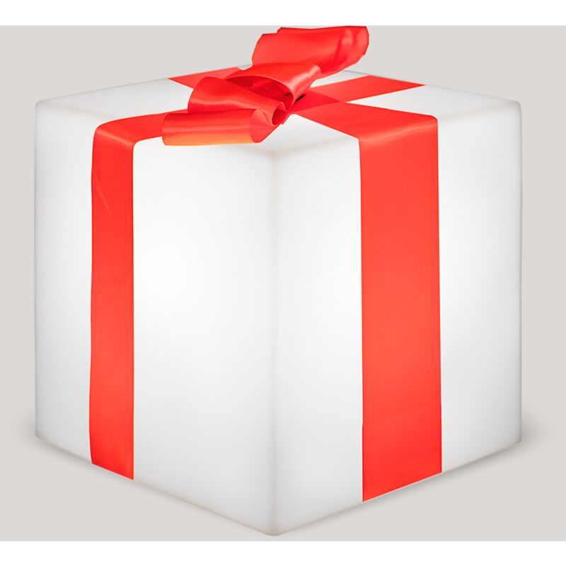 Gifty 40 Cube lumineux. Décoration de Noël en forme de cadeau. Chargement solaire et batterie rechargeable. Lumière rvb avec télécommande. Fabriqué
