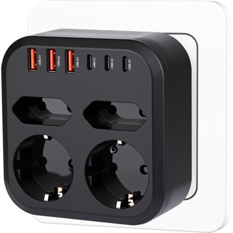 Cube de prise avec USB C-Cube multiprise-10 en 1 Multiprise Chargeur de Bureau-chargeur rapide pour la maison, le bureau