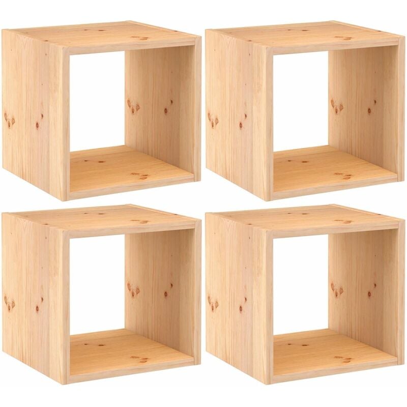 Astigarraga - Cube de rangement en pin massif Dinamic Lot de 4