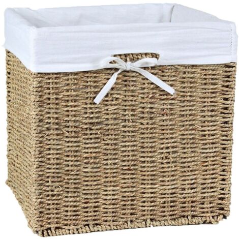 Cube de rangement pliable en jonc de mer 32 x 32 x 32 cm – Rangement esthétique et pratique – Idéal pour penderies et armoires