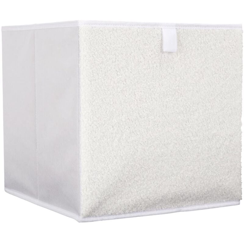 Cube de rangement pliable tissu bouclette blanc 30x30 cm