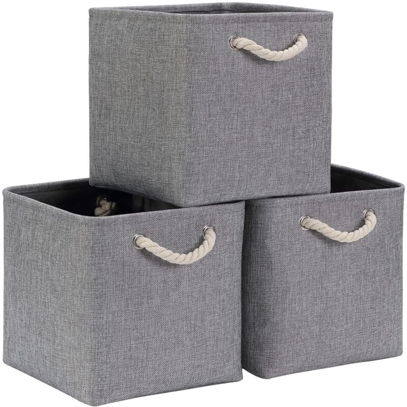 Cube de Rangement Tissu 33x33x33cm, Panier Cube de Rangement, Boite rangement (Gris, 3 Paquet)
