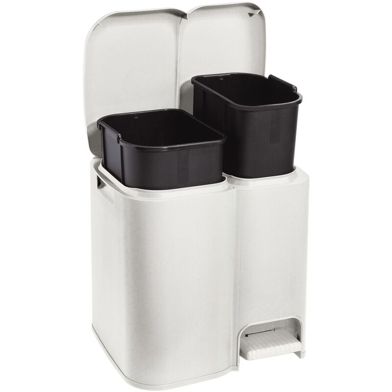 Cube de recyclage 'Patty2' avec deux compartiments et cubes de couleur crème - 0