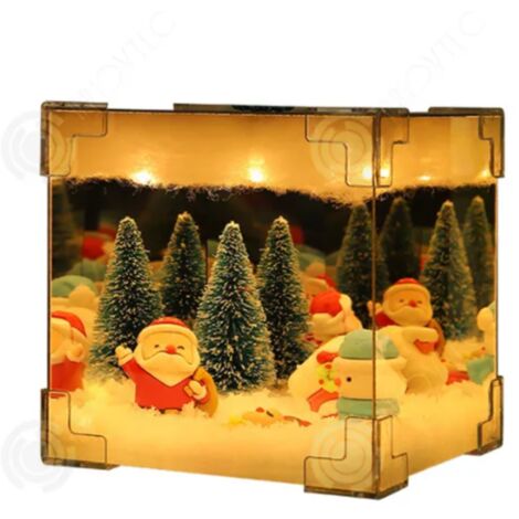 Cube Lumineux de Noël – DIY, Multifonction, Décoration Festive avec Lumières Chaleureuses et Effet Neige