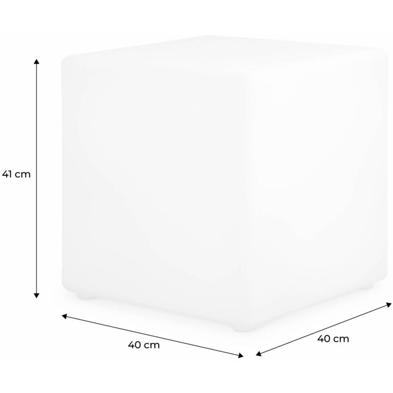 Cube led 40cm - Cube décoratif lumineux. 16 couleurs. 40cm. rechargeable. télécommande