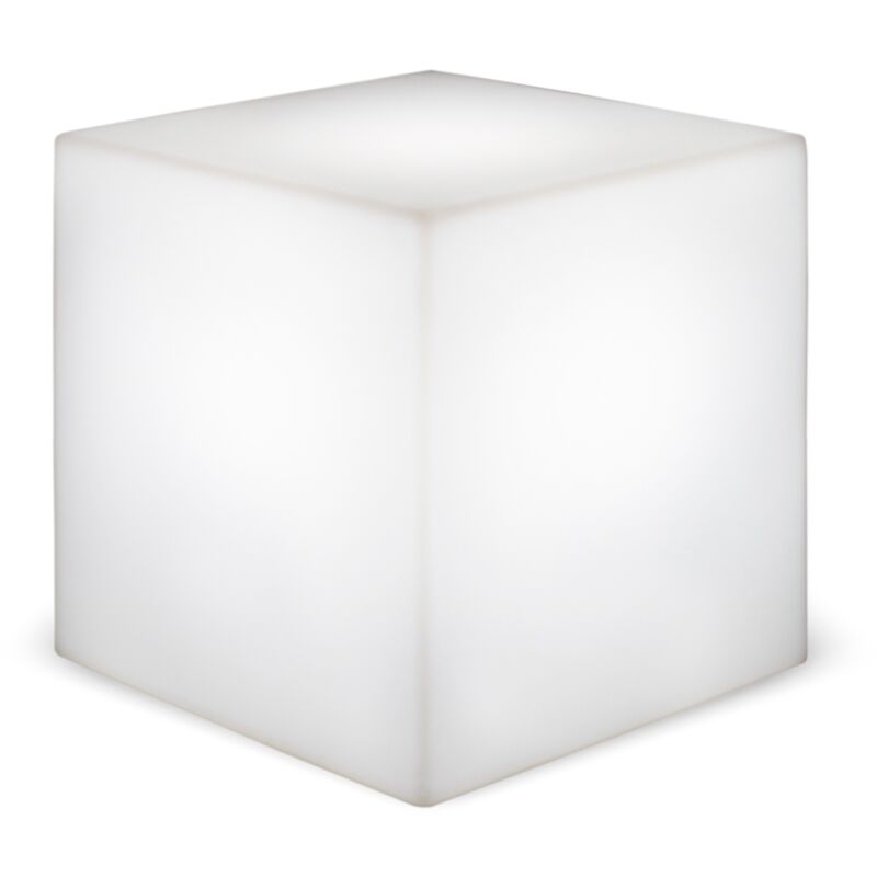 Cuby 45 Table basse de 45 cm de haut avec lumière et recharge solaire ou par batterie pour une utilisation intérieure et extérieure. Lumière rgb
