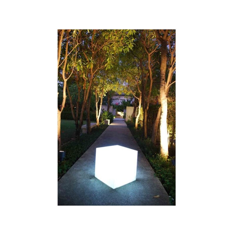 Cube lumineux tabouret filaire pour extérieur led Lumisky Carry W40 - Blanc - 10W - Hauteur 40cm