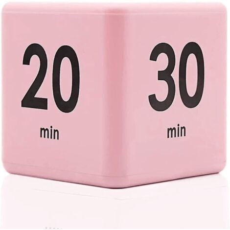 Cube minuteur, minuteur de gestion du temps à capteur de gravité, minuterie réversible 15-20-30-60 minutes pour les études, la cuisine, le sport, le yoga (rose)