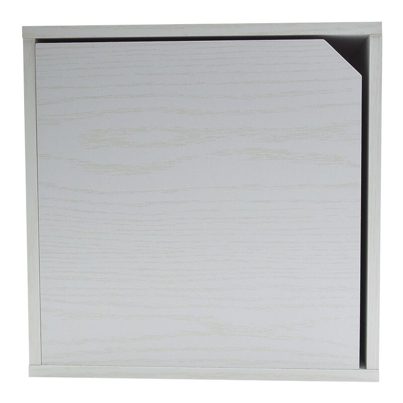 Mediawave Store - Cube Modulaire Bibliothèque 13232 Ciment frêne avec porte ouvrable cube stack Couleur: Blanc