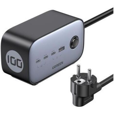 Cube multiprise UGREEN 65 W Gris anodisé et Noir