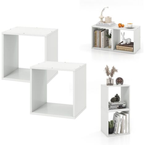 Cube Storage Organizer Set of 2 Combination Lattice Cabinet Open Bookcase