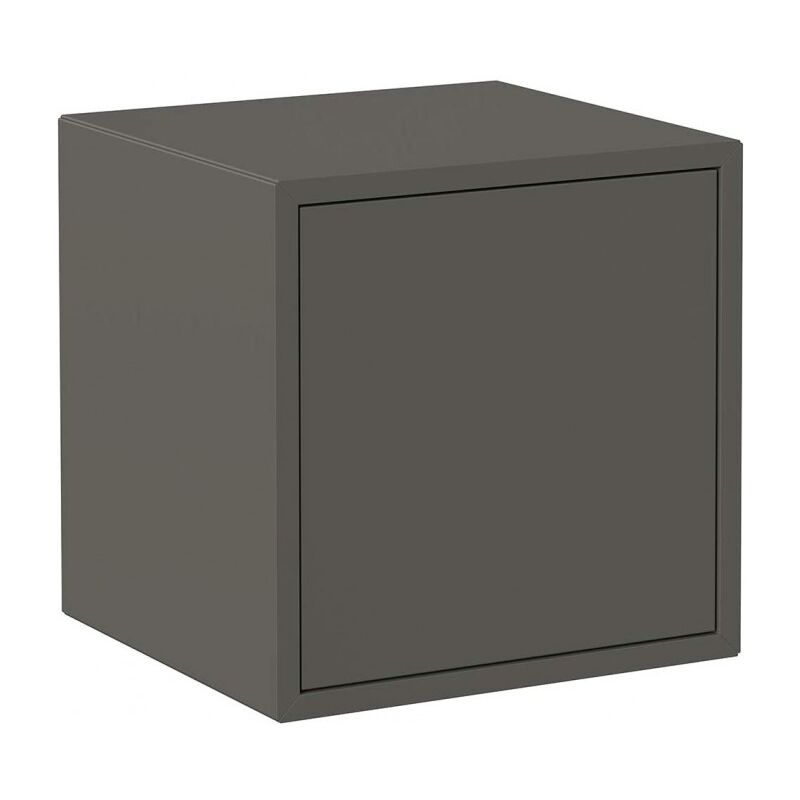 Abitare - Cube mural 37,5x35x37,5 cm gris foncé avec un compartiment et une porte - Spa