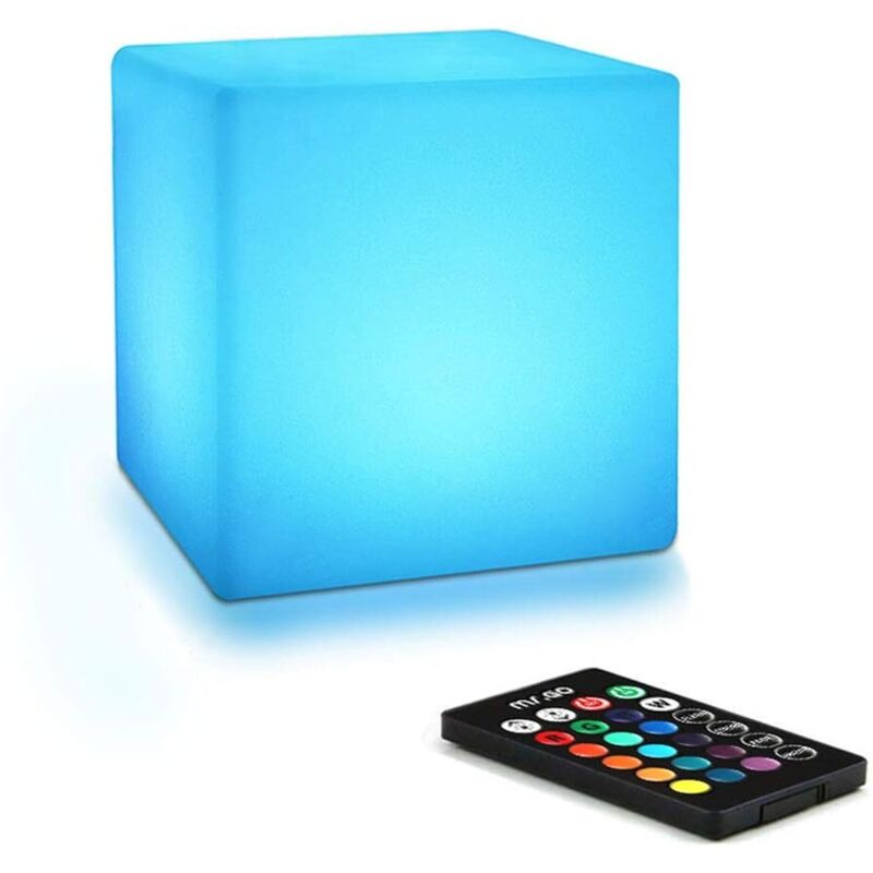 Cube veilleuse LED 4 pouces rechargeable, 16 couleurs, télécommande, dimmable, déco/éclairage
