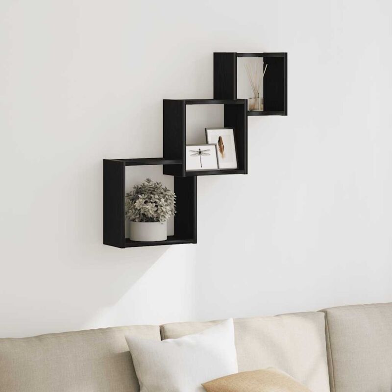 Vidaxl Würfelregale Schwarz Eichen-optik 68x15x68 Cm Holzwerkstoff