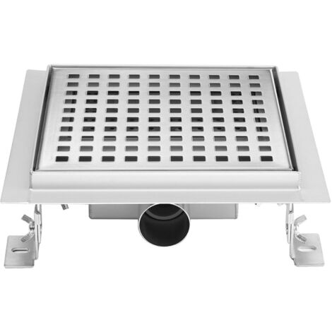 CUBEO Caniveau de douche carré motif damier 12 x 12 cm siphon anti-odeurs, drainage 36l/min, h. réglable