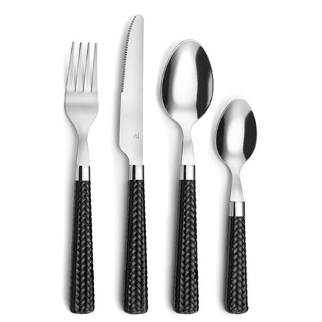 CUBERTERIA INOX + PP PAILLE NEGR - 24 PZ