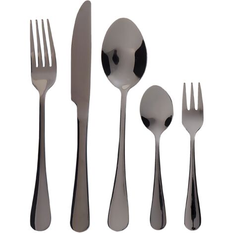 Cubertería moderna conjunto 30 cubiertos para 6 personas cuchillo tenedor cuchara cucharilla tenedor para postre acero inoxidable negro Fusilli