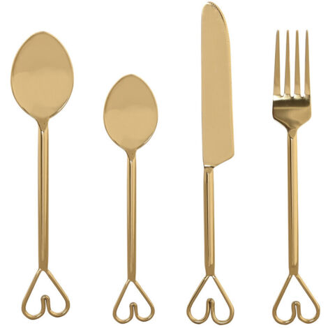 Cuberteria Set 16 Inox 4,5X1,5X21 Corazon Dorado
