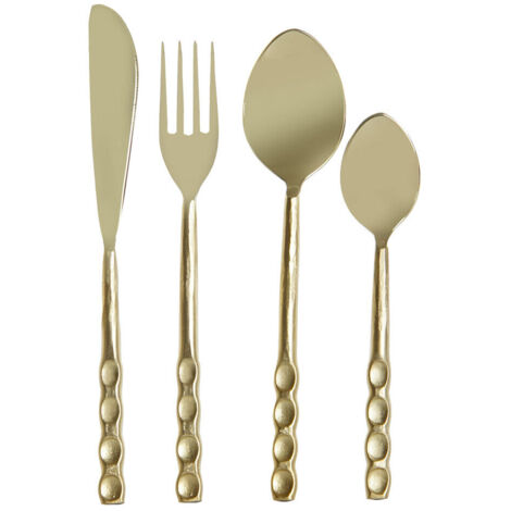 Cuberteria Set 16 Inox 4,5X1,5X21 Relieve Dorado