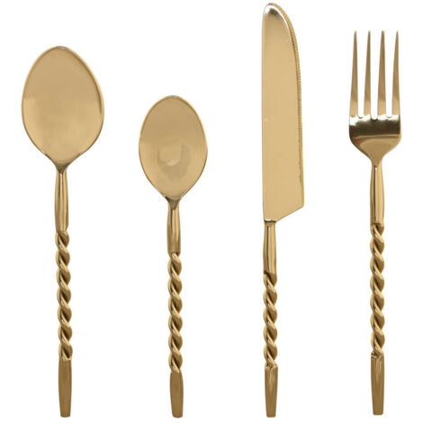 Cuberteria Set 16 Inox 4,5X2X21 Espiral Dorado