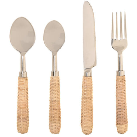 Cuberteria Set 16 Inox Ratan 4,5X2X21 Natural