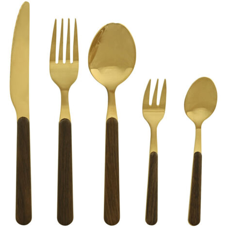 Cuberteria Set 20 Inox Abs 17X7X24 2Mm Dorado